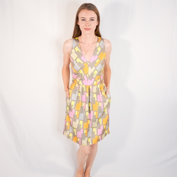 Milly Dresses & Skirts - MILLY Color Block Abstract Dress Silk Mini Dress 4